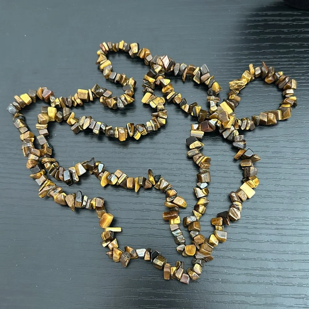 Continuous 42” Strand Polished Tiger Eye Chip Necklace